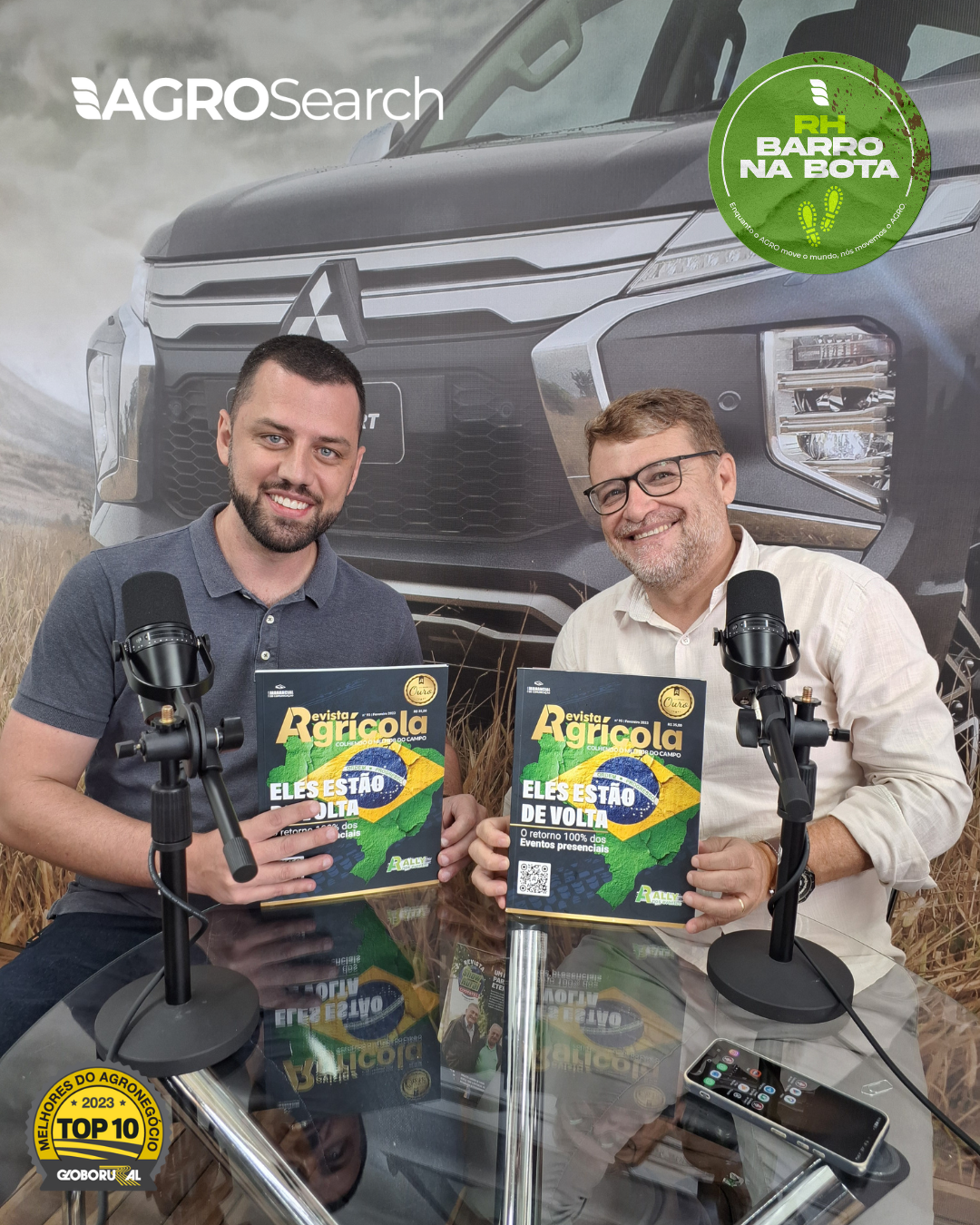 André Ceruzi e Marcelo Souza em uma entrevista - revista agrícola